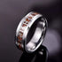 Men's 8mm Tungsten Viking Runes Pattern Wood Inlay Comfort-Fit Wedding Band